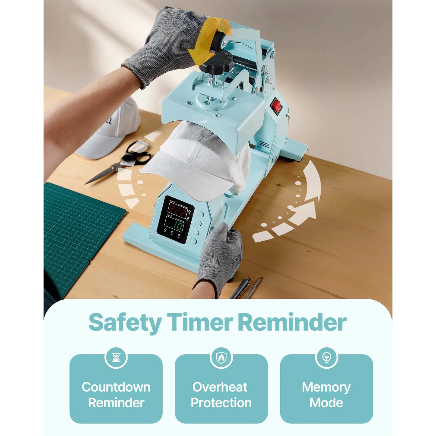 Hat Heat Press Machine with 2/4pcs Interchangeable Platens Precise Temperature and Time Control