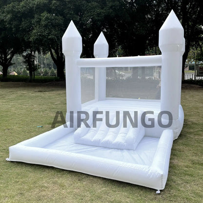 Inflatable White Bounce House with Slide, Ball Pit. Blower Included