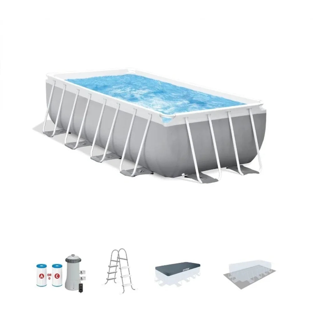 Prism Frame Premium Rectangular Above Ground Swimming Pool Set:16ft x 8ft x 42in