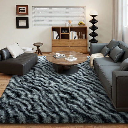 Large Super Plush Zebra Print Living Room Area Rug. Washable