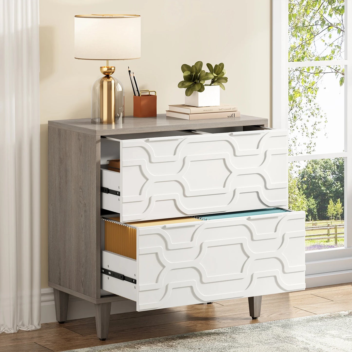 2-Drawer Lateral Filing Cabinet for A4/Letter/Legal Size