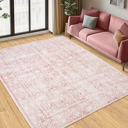 Large Pink Floral Livingroom / Bedroom Area Rug. Washable