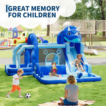 Large Inflatable Dinosaur Bounce House with Slide & Water Features