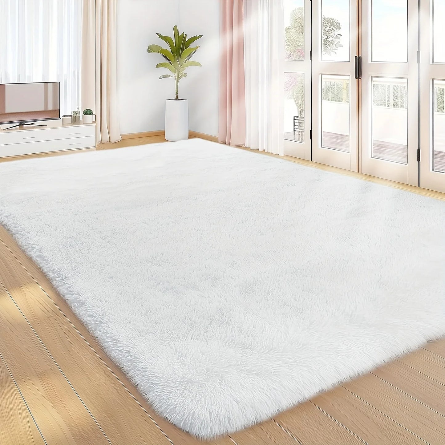 Large Fluffy Non-Slip Machine Washable Plush Area Rug.