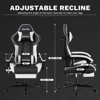 Ergonomic Gaming Chairs with Massage Lumbar Support Swivel Height Adjustable Headrest Backrest