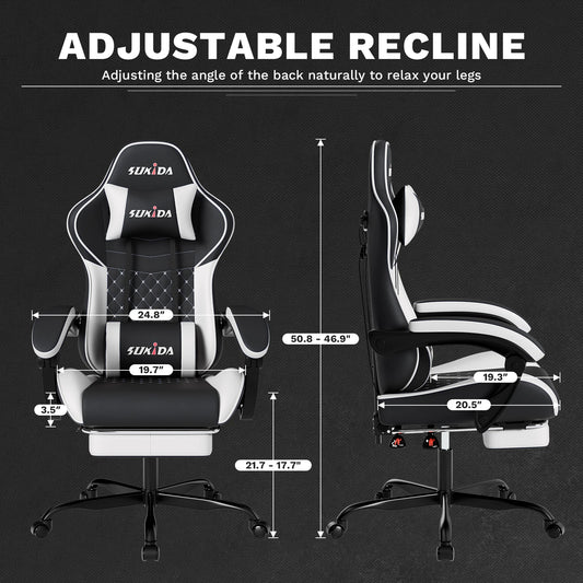 Ergonomic Gaming Chairs with Massage Lumbar Support Swivel Height Adjustable Headrest Backrest