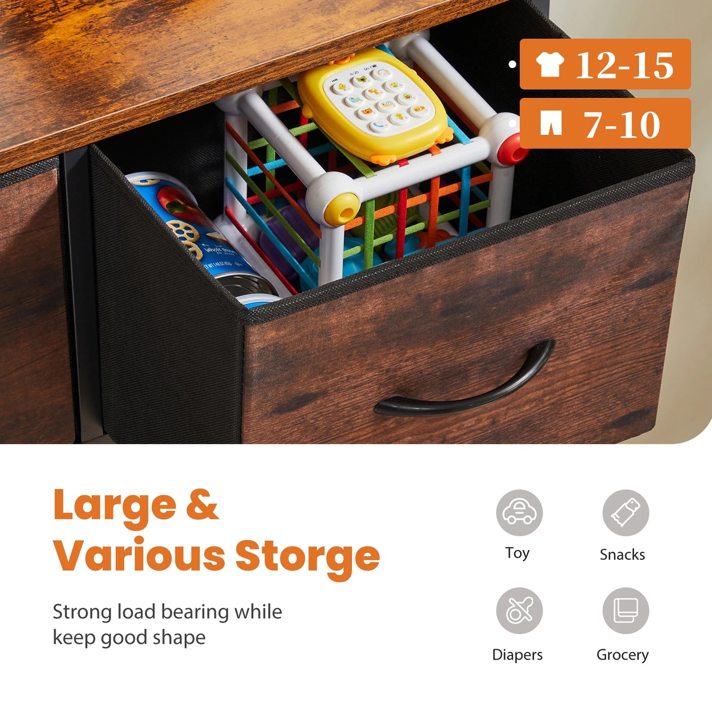 9 Drawer Dresser. comes in White, Brown, Grey, and Black