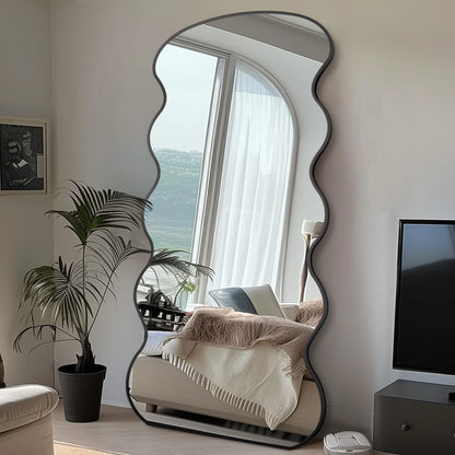 76"x34" Full Length Wavy Mirror with Stand