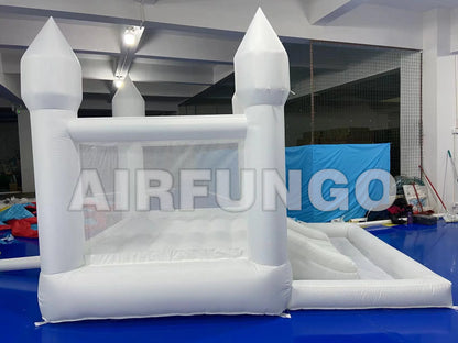Inflatable White Bounce House with Slide, Ball Pit. Blower Included