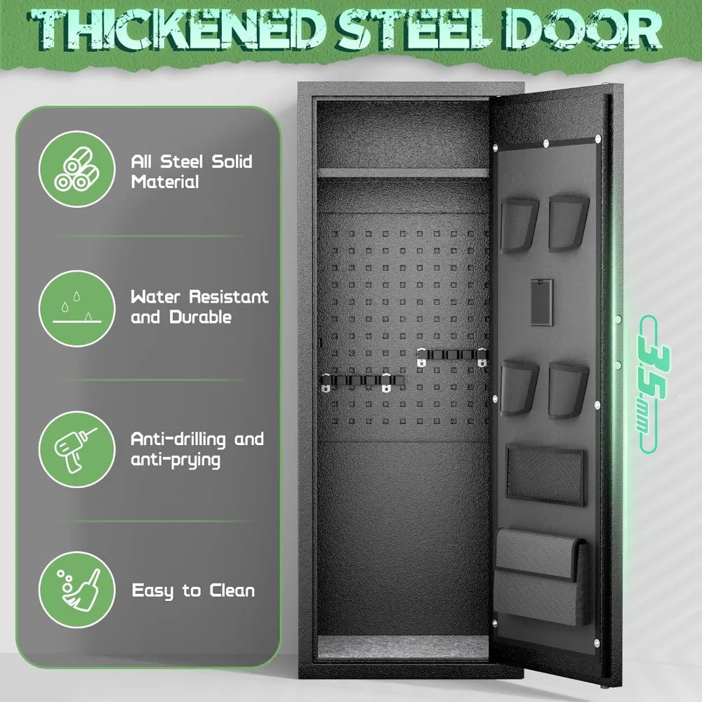 10 Rifle Fireproof Gun Safe with 4 Pistol Pouches and Top Shelf with Password Lock