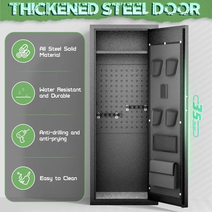10 Rifle Fireproof Gun Safe with 4 Pistol Pouches and Top Shelf with Password Lock