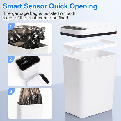 2 Pack 12L Touchless Motion Sensor Bathroom Automatic Trash Cans