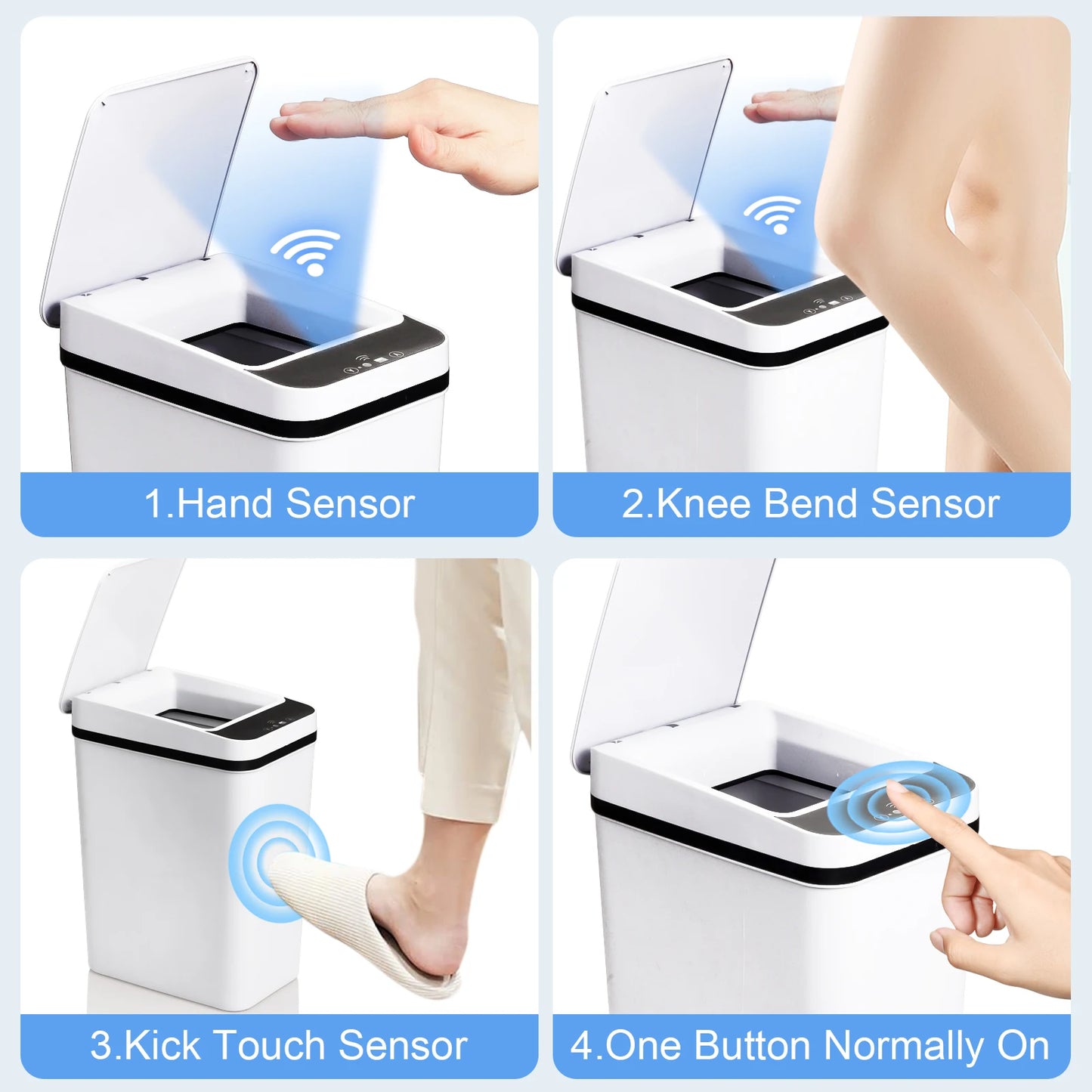 2 Pack 12L Touchless Motion Sensor Bathroom Automatic Trash Cans