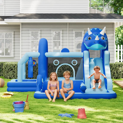 Large Inflatable Dinosaur Bounce House with Slide & Water Features