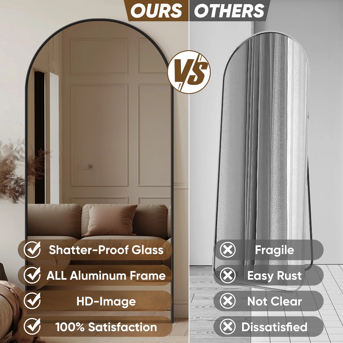 76"x34" Full Length Mirror - Freestanding Full Body Mirror with Stand