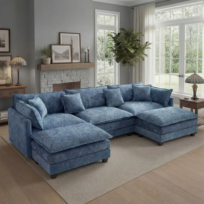 113.4" Modular Sectional Sofa with Ottoman.