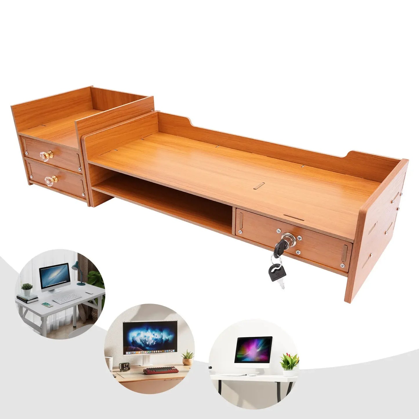 Wooden Desktop Organizer with Drawers