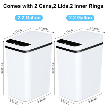 2 Pack 12L Touchless Motion Sensor Bathroom Automatic Trash Cans