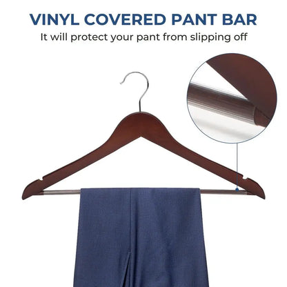 Wooden Coat Hangers, 20 Pack High Grade 17.5 Inch Wood Suit Hangers with Non-Slip Pant Bar