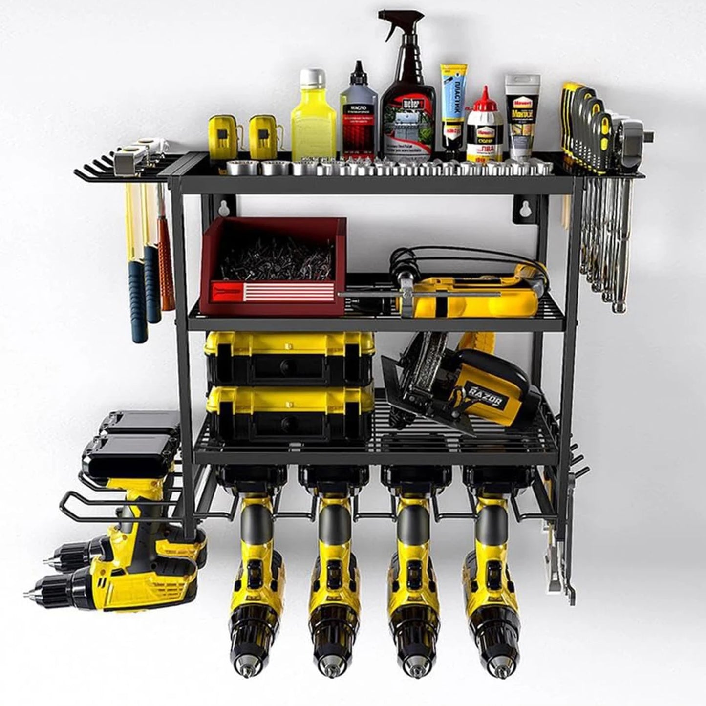 Heavy Duty Power Tool Wall Mounted Storage Rack.