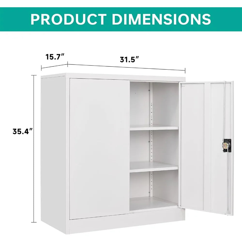 Small Metal Cabinet with Shelves,36 inch with Lock