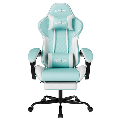 Height Adjustable Ergonomic Video Gaming / Computer Chair with Messaging Lumbar Support