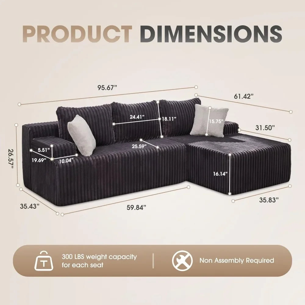 Modular Sectional Sofa Couch, L-Shape Memory Foam, Oversize Chaise Living Room Furniture Set