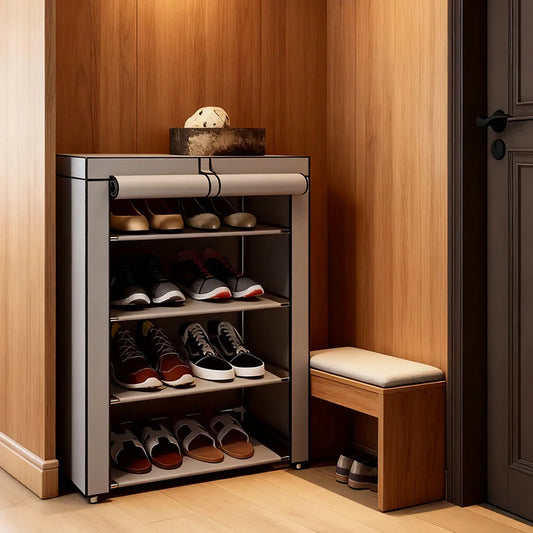 5/8/10 layer shoe cabinet storage rack with non-woven fabric cover can store 27-35 pair