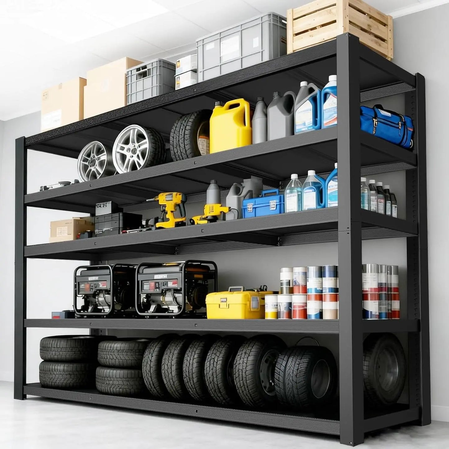 3050LBS Heavy Duty Metal Garage Shelving 5-Tier Adjustable Storage Rack 24x55x84in, Customized