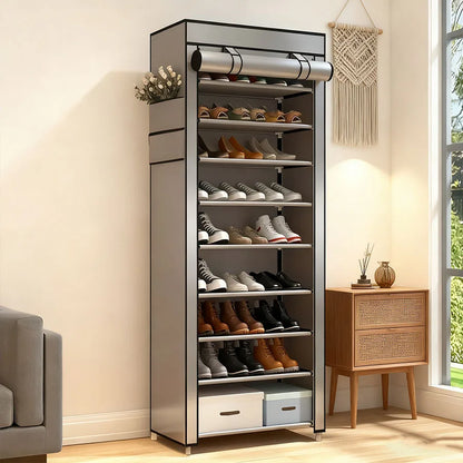 5/8/10 layer shoe cabinet storage rack with non-woven fabric cover can store 27-35 pair