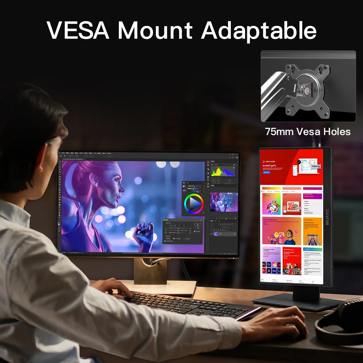 15.6 inch Portable Monitor for Laptop, Second Computer Screen with HDR