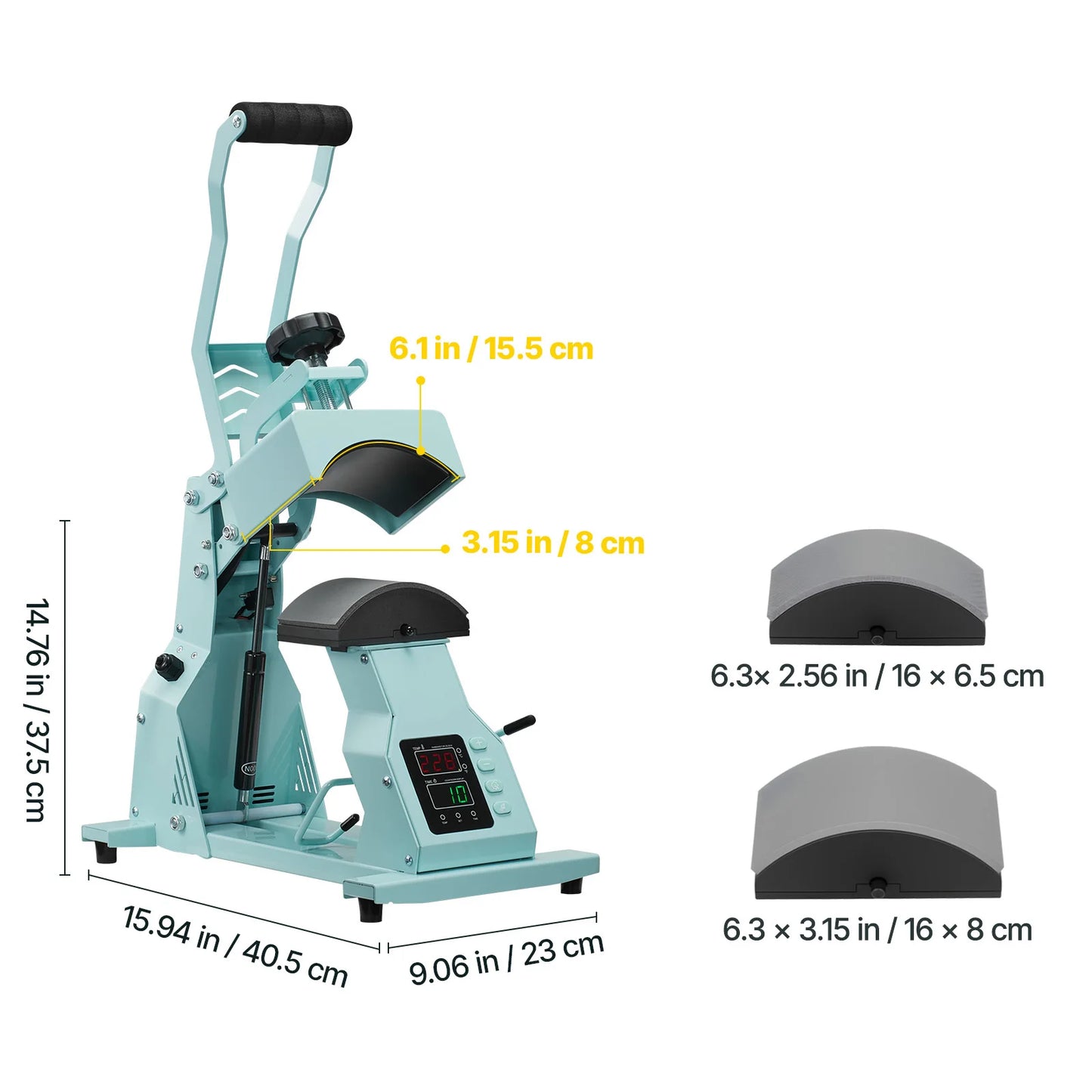 Hat Heat Press Machine with 2/4pcs Interchangeable Platens Precise Temperature and Time Control