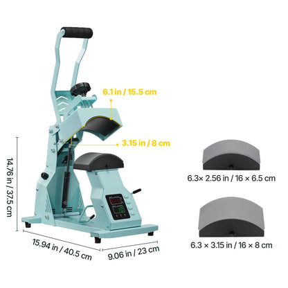 Hat Heat Press Machine with 2/4pcs Interchangeable Platens Precise Temperature and Time Control