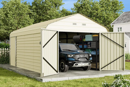 Heavy Duty 12x24 FT Car Shed with Galvanized Steel Frame and Reinforced Base