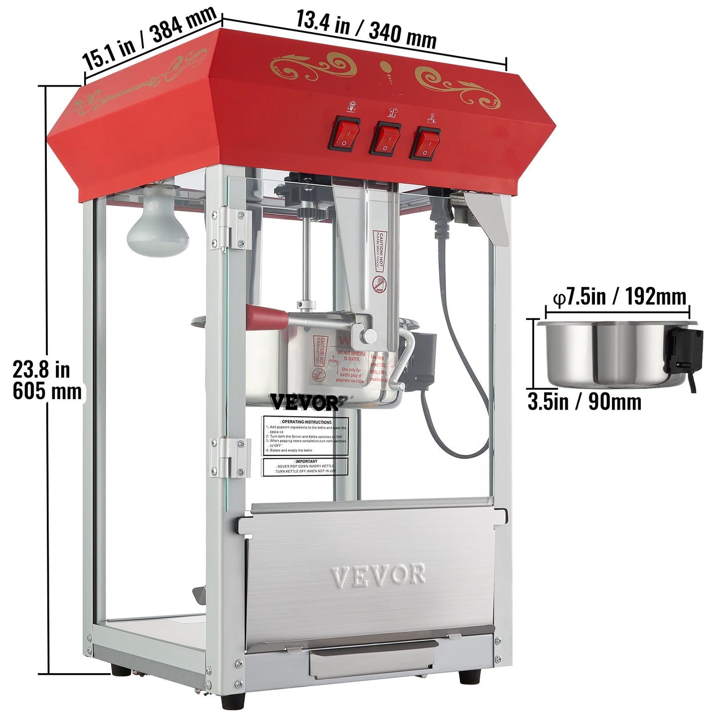 Electric Popcorn Maker with Scoop Spoon