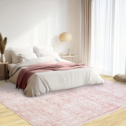 Large Pink Floral Livingroom / Bedroom Area Rug. Washable