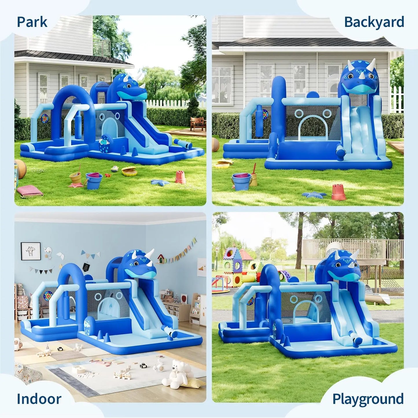 Large Inflatable Dinosaur Bounce House with Slide & Water Features