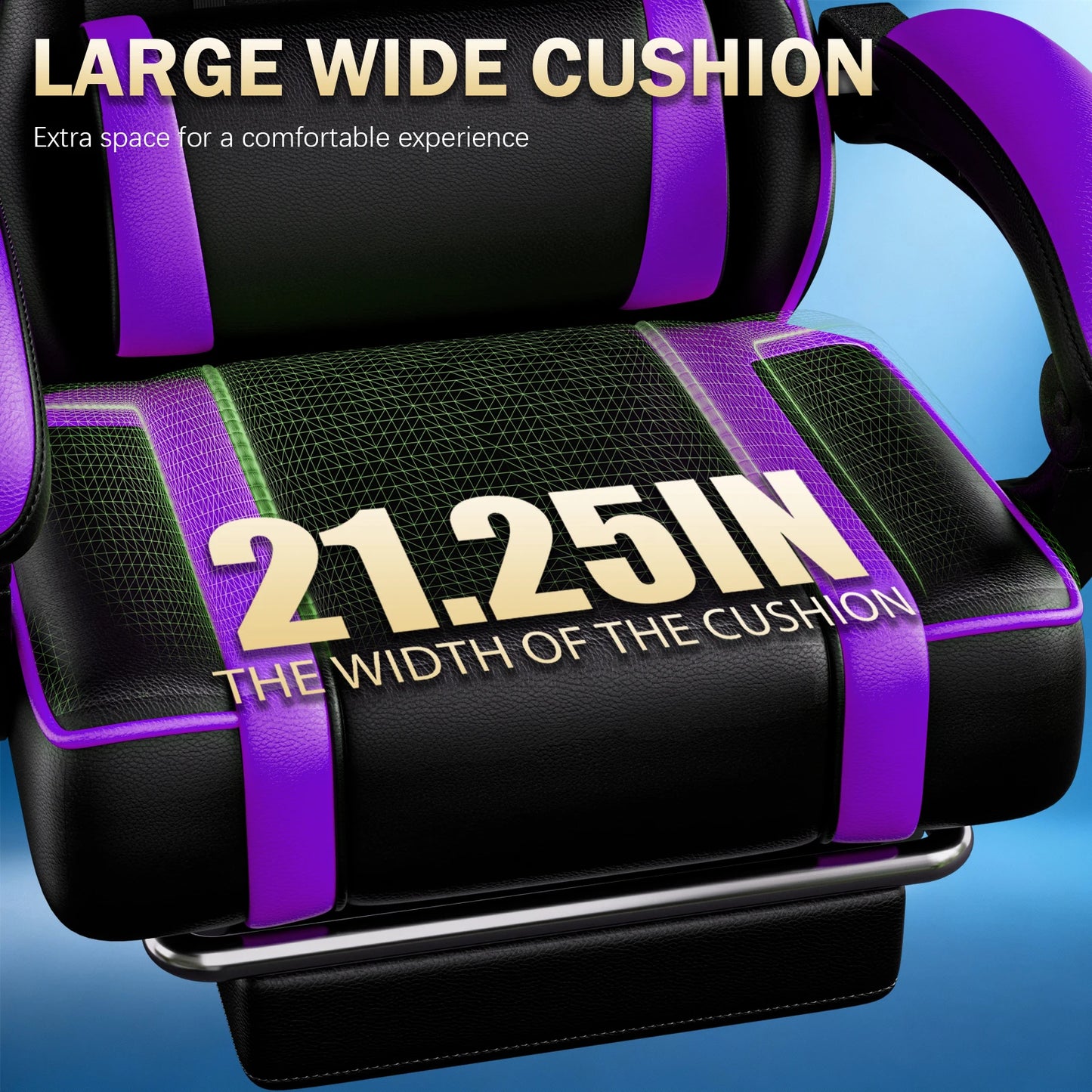 Ergonomic Gaming Chair with Padded Spring Seat, Adjustable Lumbar Support & Footrest
