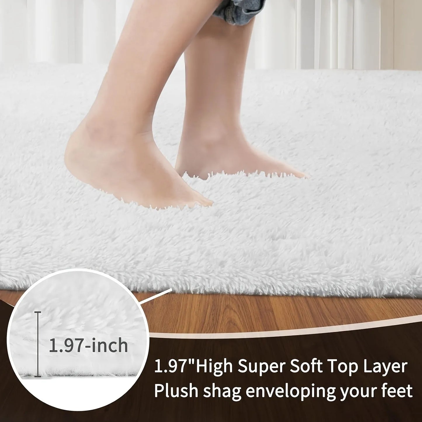 Large Fluffy Non-Slip Machine Washable Plush Area Rug.