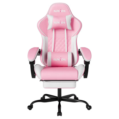 Height Adjustable Ergonomic Video Gaming / Computer Chair with Messaging Lumbar Support