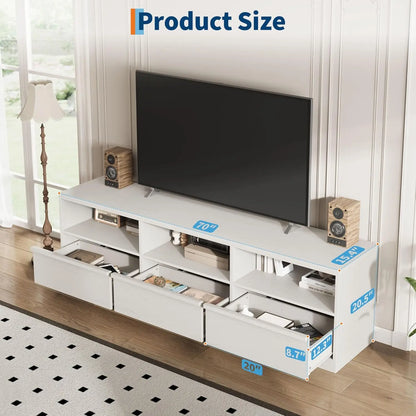 Modern TV Stand with Open Shelving & Storage Drawer