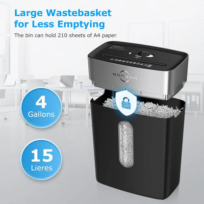 BONSEN 10-Sheet Cross-Cut Home Office Shredder P-4 Security suit for Credit Card, 4-Gal Bin