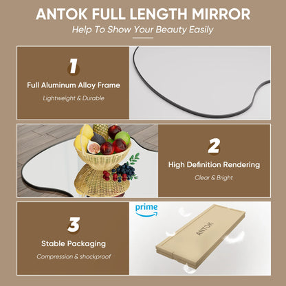 76"x34" Full Length Wavy Mirror with Stand
