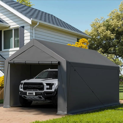 10x20 Heavy Duty, Portable Carport Garage with Removable Sidewalls and Door