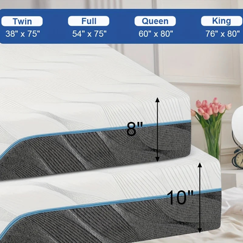 King/Queen/Full Size Mattress, 8/10 Inch Medium Firm - Extra Firm Dual Sides, Flappable Mattress for Back Pain Relief