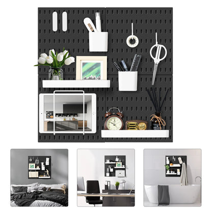 4 Piece 22" x 22" Black Pegboard Wall Organizer Kit