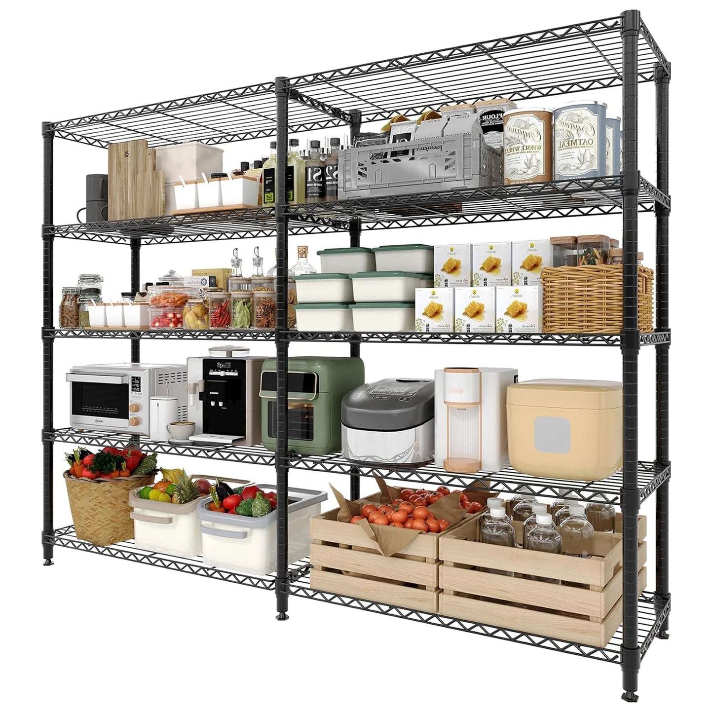 Heavy Duty Adjustable Metal Storage Shelves 5 Tier Organization.