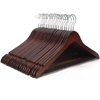 Wooden Coat Hangers, 20 Pack High Grade 17.5 Inch Wood Suit Hangers with Non-Slip Pant Bar