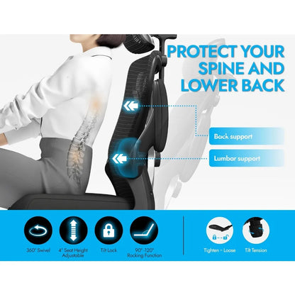 X-Shape Gaming and Office Chair with Lumbar Support and Mesh Backrest