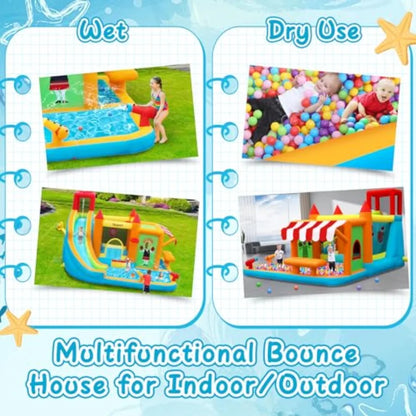 Large Inflatable Bounce House with Water Slide and Climbing Wall